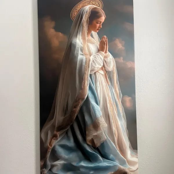 Customer photo review of Praying Virgin Mary Canvas Painting, Holy Mother Religious Wall Art, Catholic Decor, Blessed Mother Artwork, Inspirational Faith Gift, Spiritual Home Decor