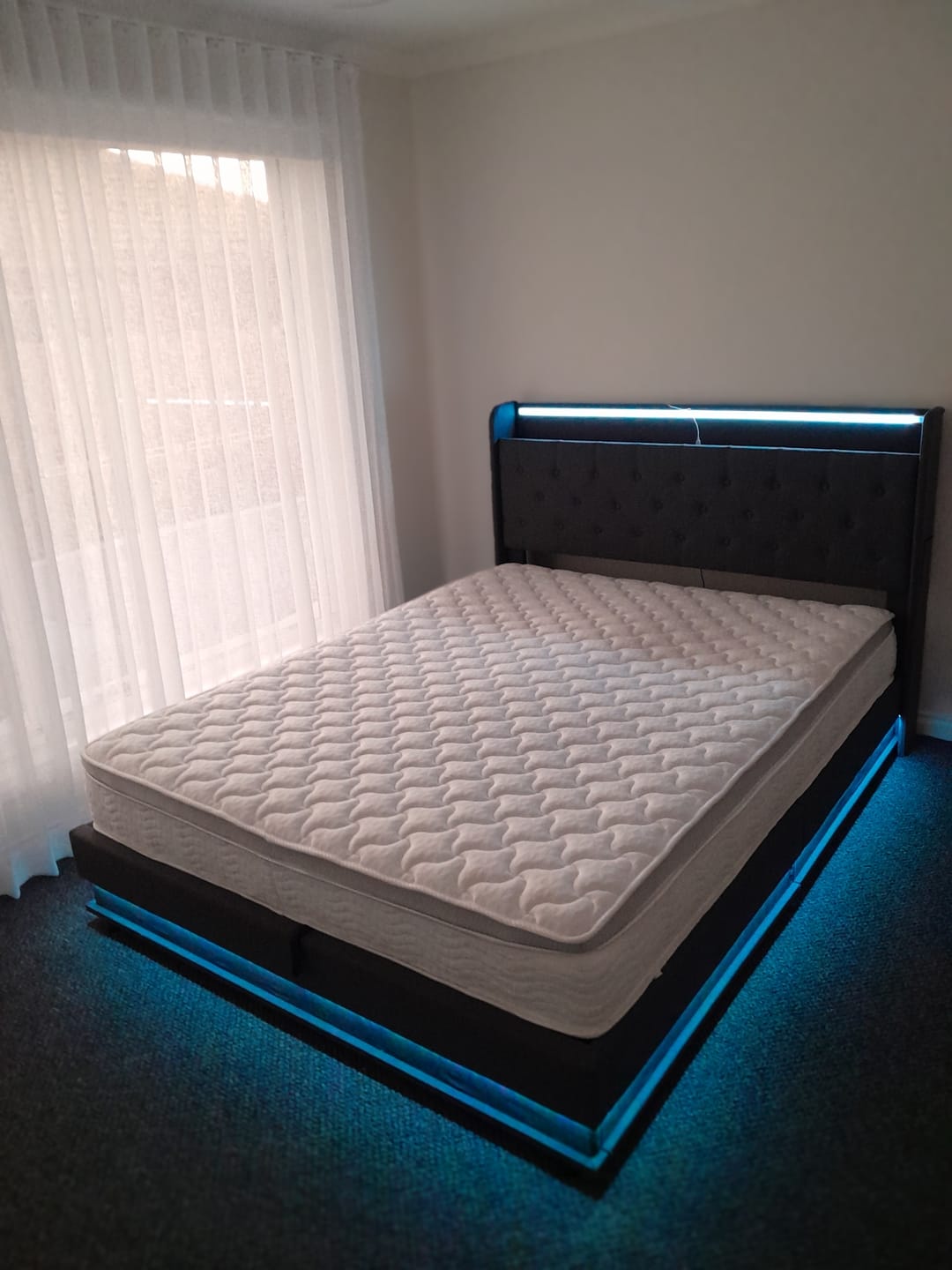 Customer photo review of Queen Gas Lift Bed Frame with LED & USB Ports