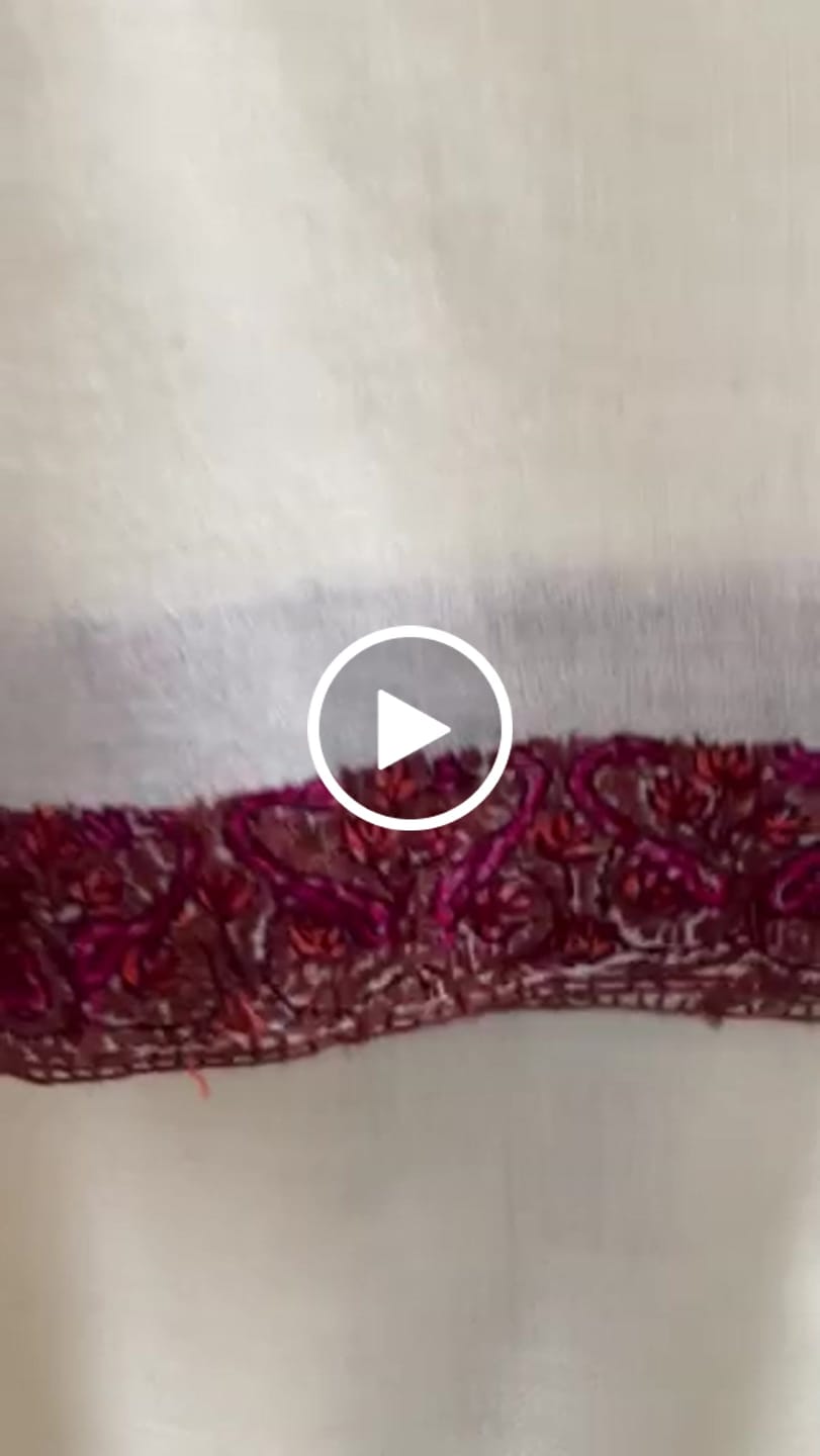Customer video review of Ivory Fine Wool Indian Shawl with Border Hand Embroidery