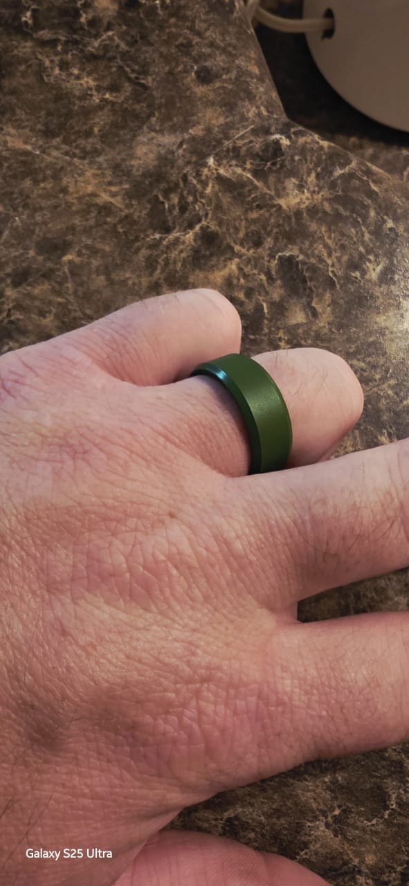 Customer photo review of Men's Tactical Silicone Rings, 9mm Wide 2.5mm Thick Rubber Wedding Bands for Him, Breathable Working Man's Performance Ring