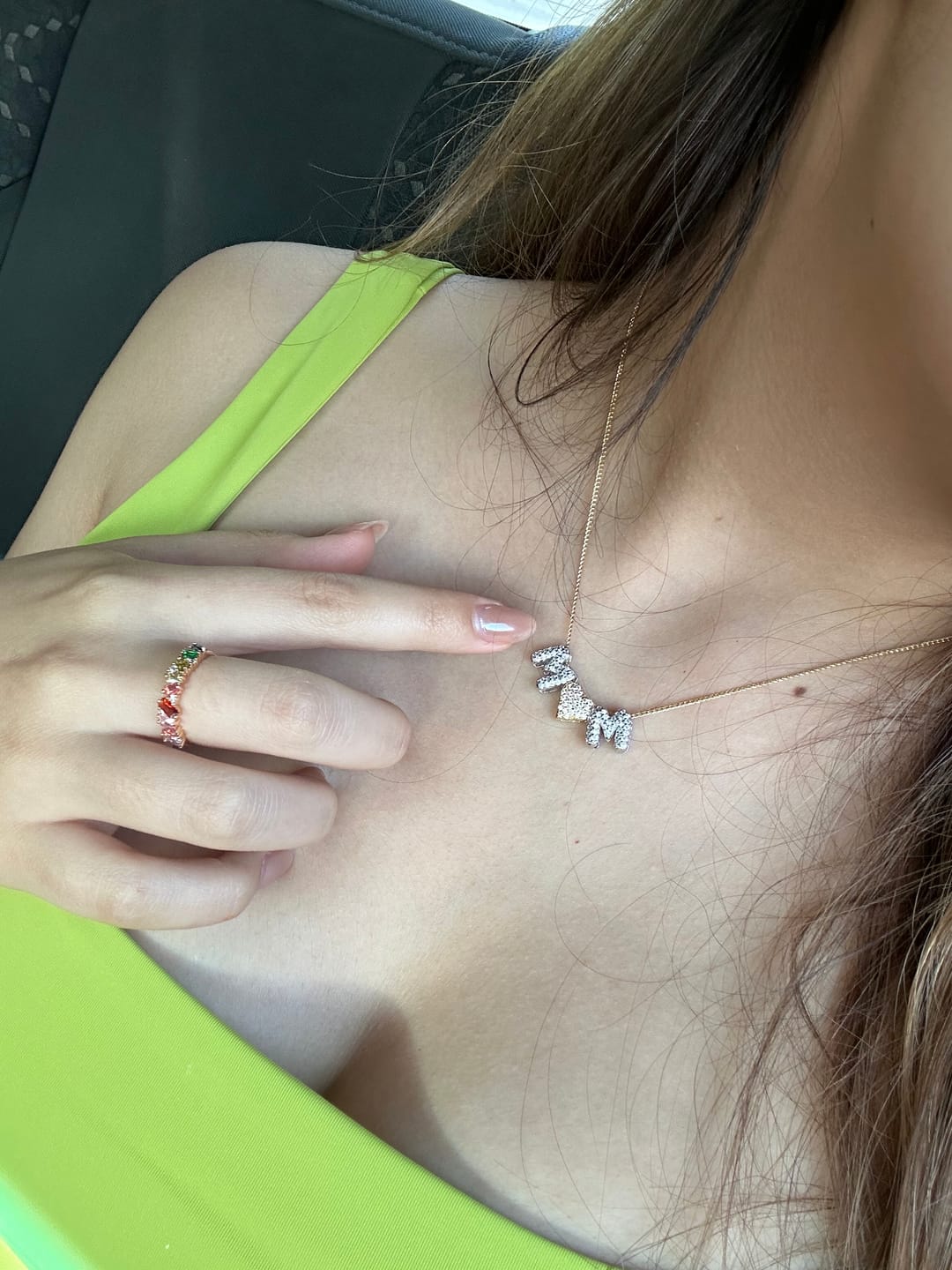 Customer photo review of Collar Combinado Corazon Con Inicial Mini Bubble Zirconias