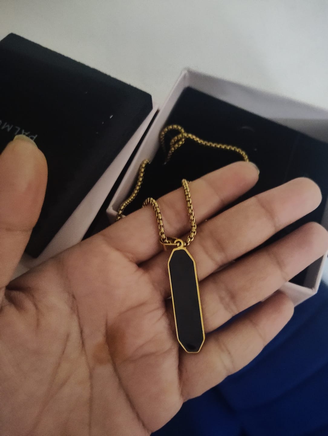 Customer photo review of Midnight Prism Necklace- Gold