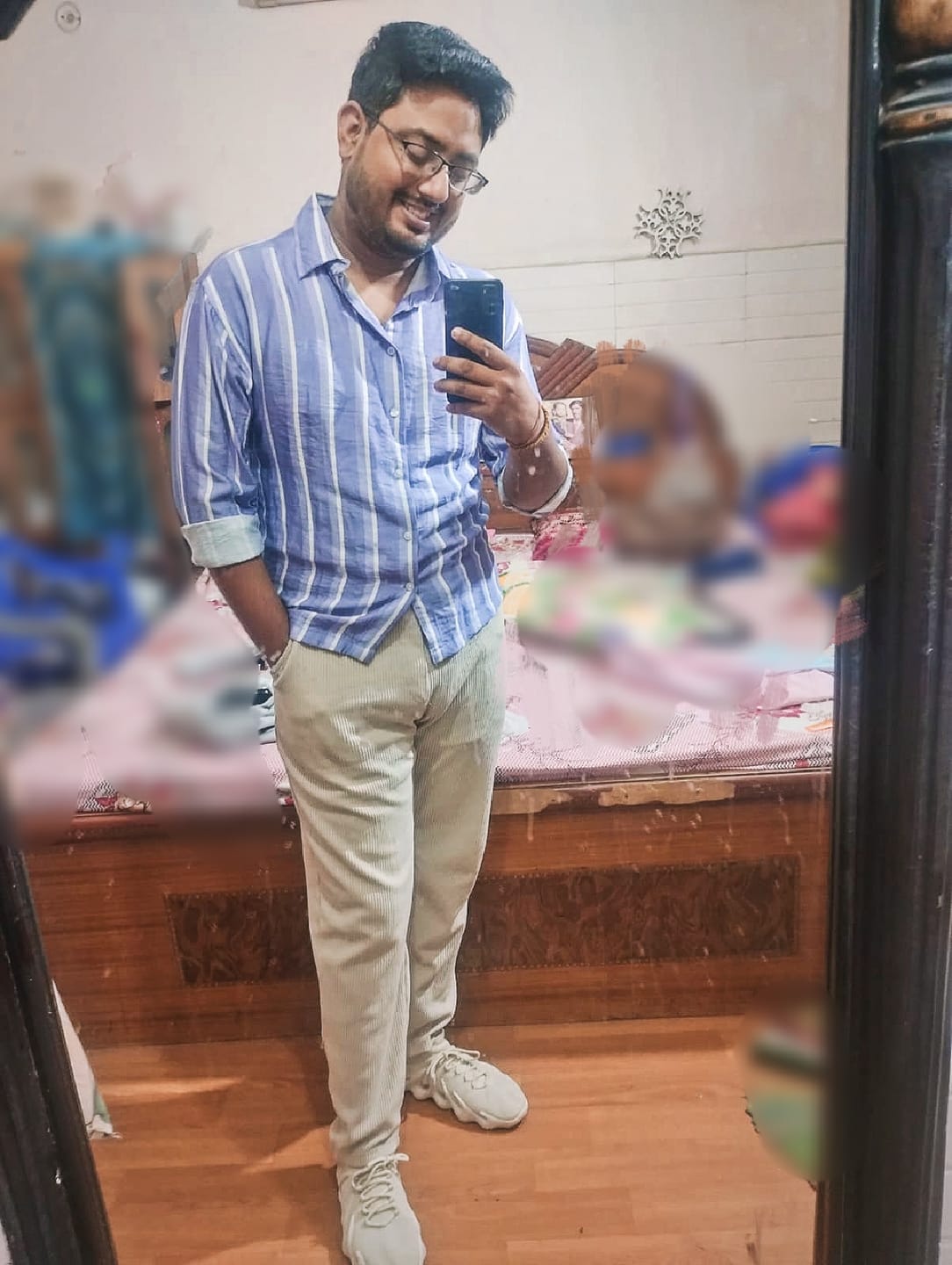 Customer photo review of Lavender Stripe Print Shirt