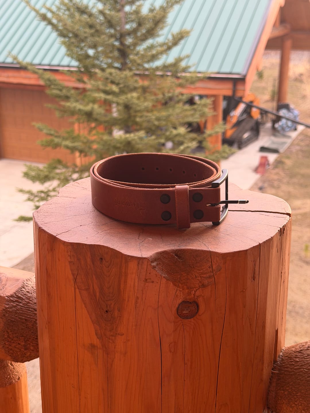 Customer photo review of His Belt — Cognac 1.5" Men’s Leather Dress Belt