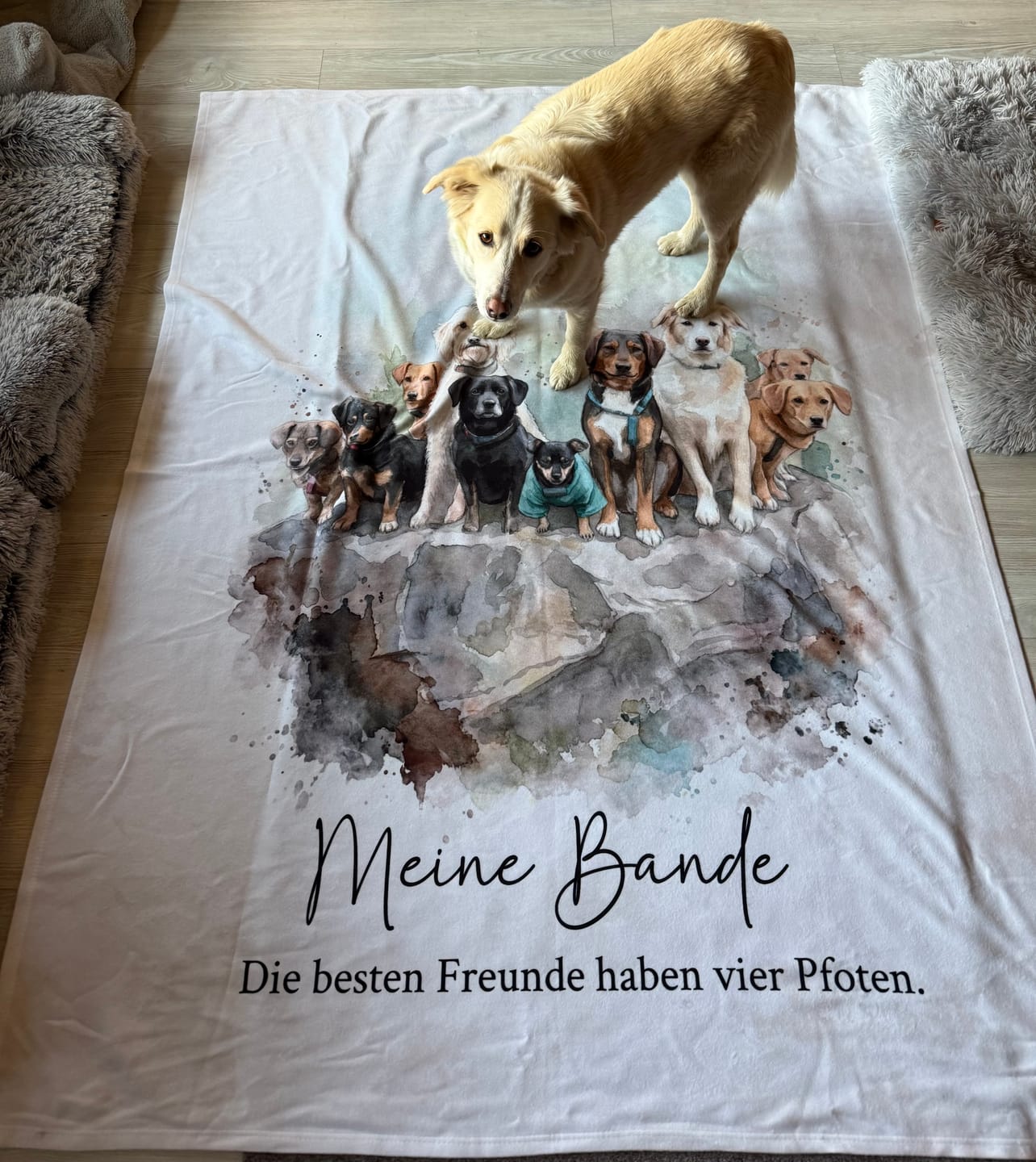 Customer photo review of Personalisierte Decke "Aquarell Haustier"