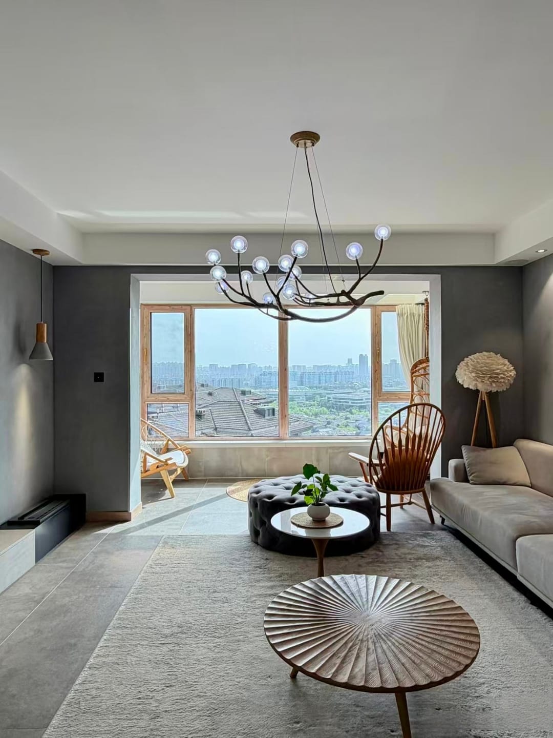Customer photo review of Rustic Tree Branch Chandelier, Dimmable