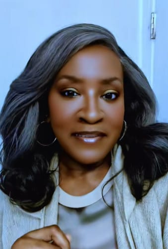 Customer photo review of Luvwin  Salt And Pepper Kinky Wave More Pepper With Salt  Glueless Wig For Mature Women