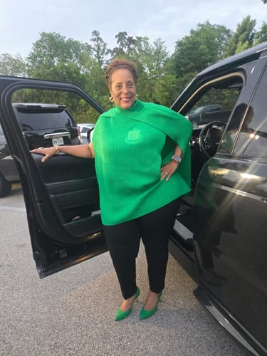 Customer photo review of Aka knit cape