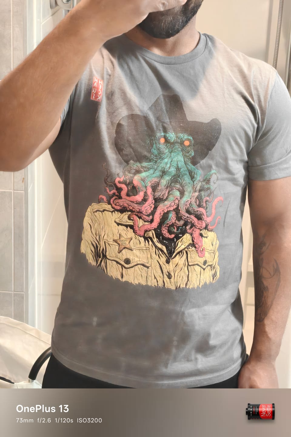 Customer photo review of Sheriff Cthulhu T-Shirt