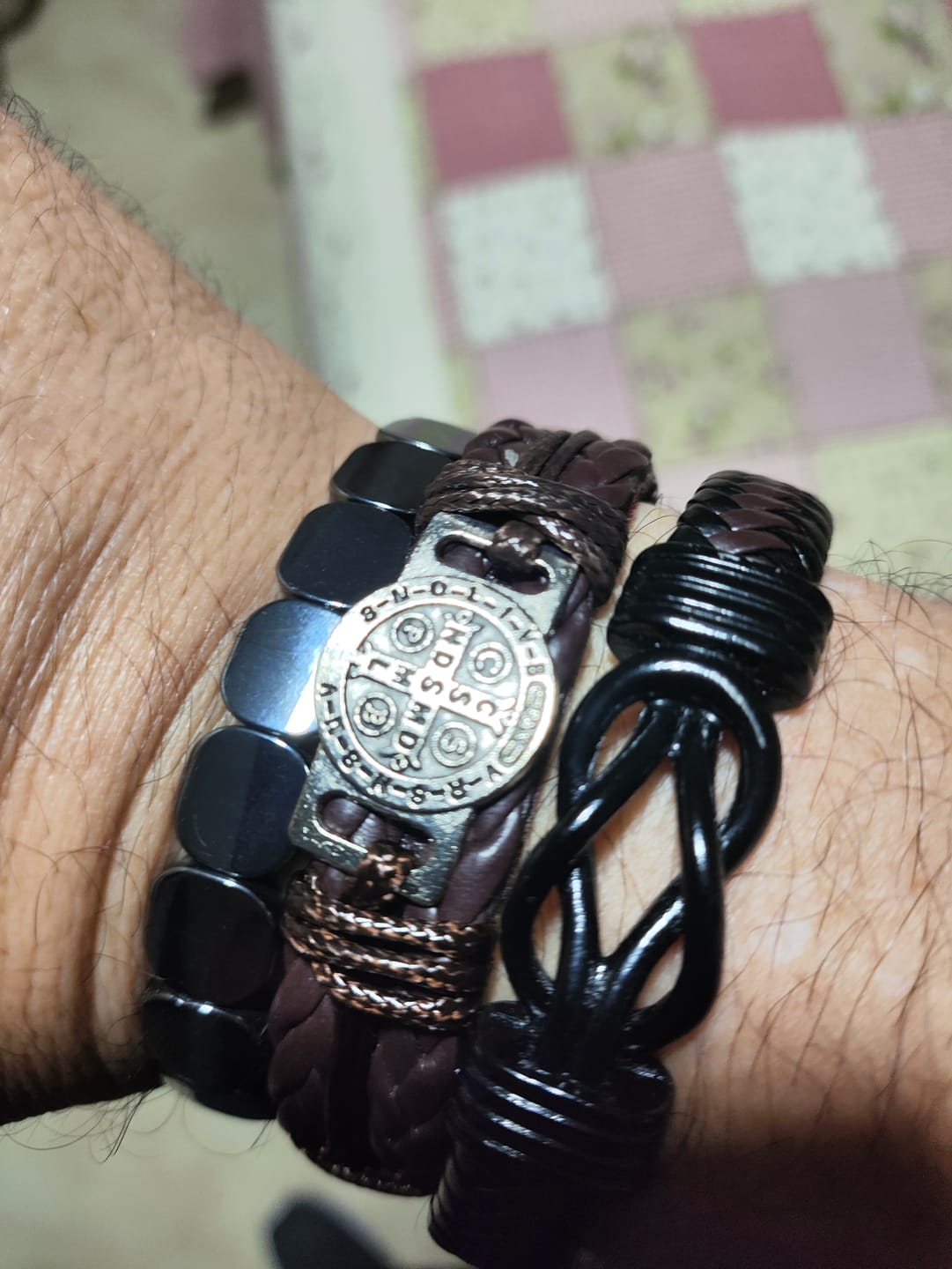 Customer photo review of FREE Today: Classic 2 Color St. Benedict Leather Bracelets: Symbol of Faith and Courage