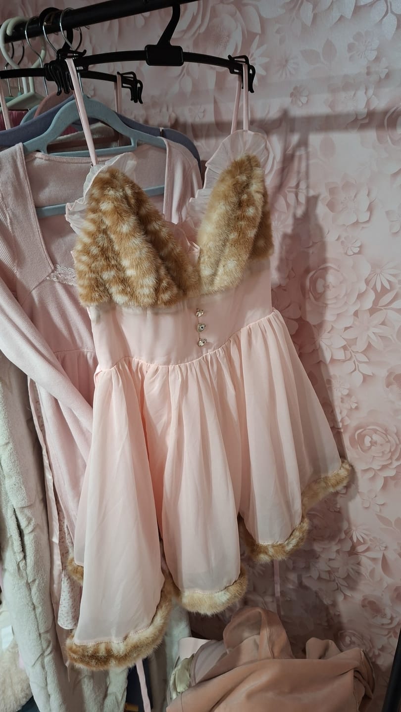 Customer photo review of Bambi Princess Fur Chiffon Dress (Pink)
