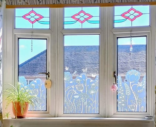 Customer photo review of Flower Frosted Window Privacy Border