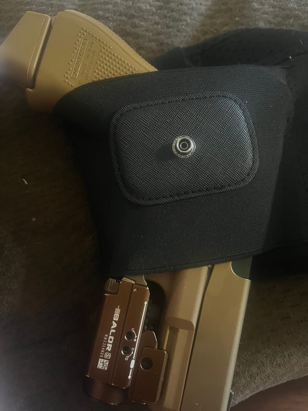 Customer photo review of BravoBelt Laser Fit Edition – Belly Band Holster | Fits Pistols with Weapon Mounted Lights, Lasers & Red Dots | Unisex (Black)