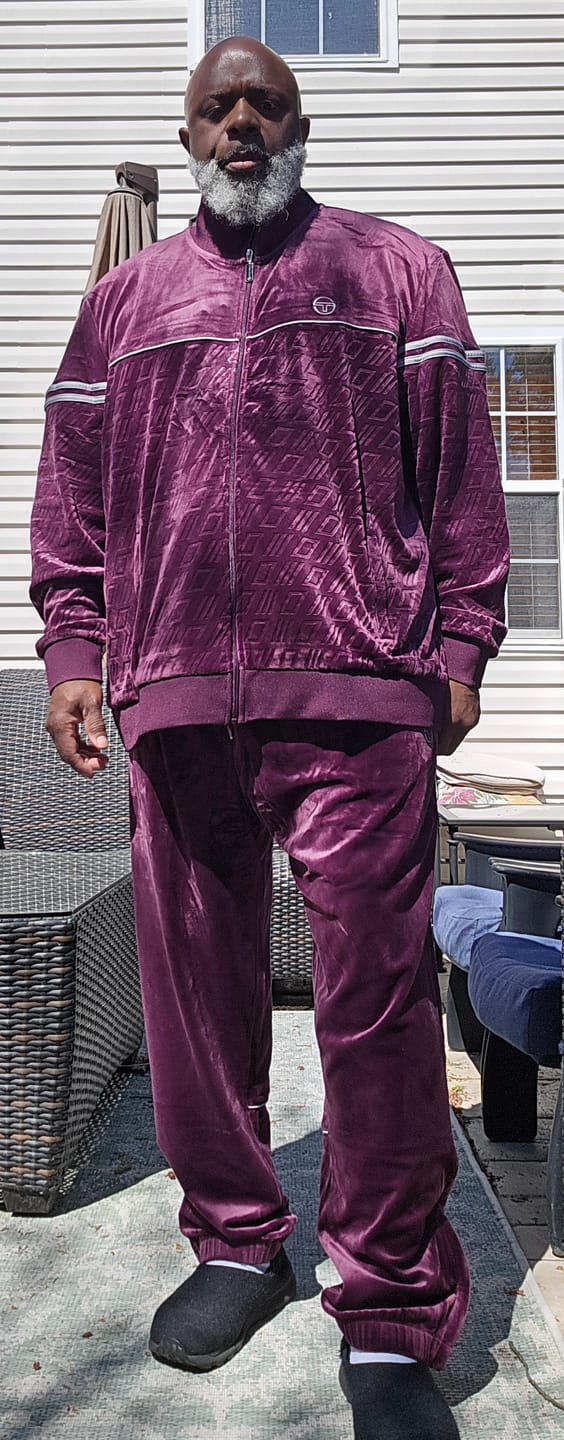 Customer photo review of Bandiera Track Pant- Potent Purple