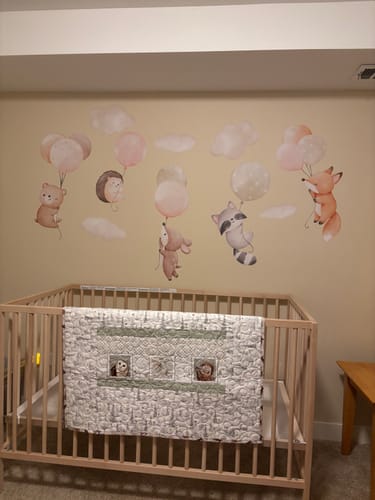 Customer photo review of Pastel Animals on Balloons Wall Decals