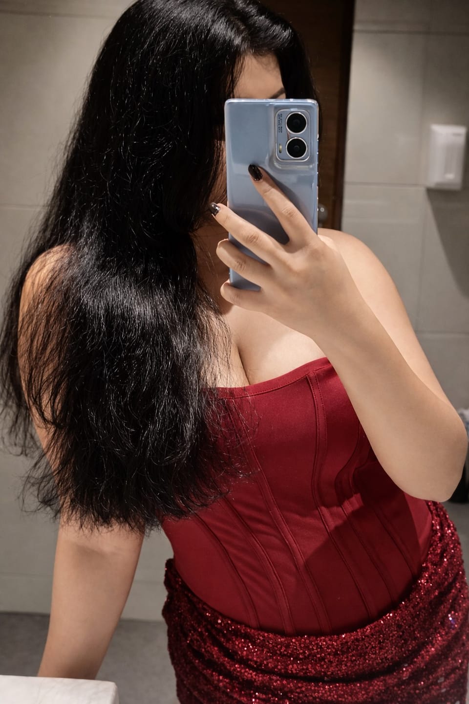 Customer photo review of Paris Sequin Mini Dress in Maroon