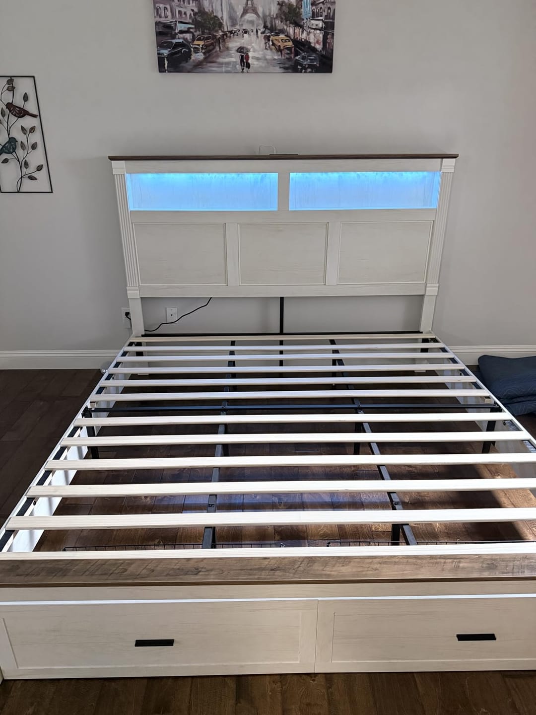 Customer photo review of Roman Column Framed Storage Bed