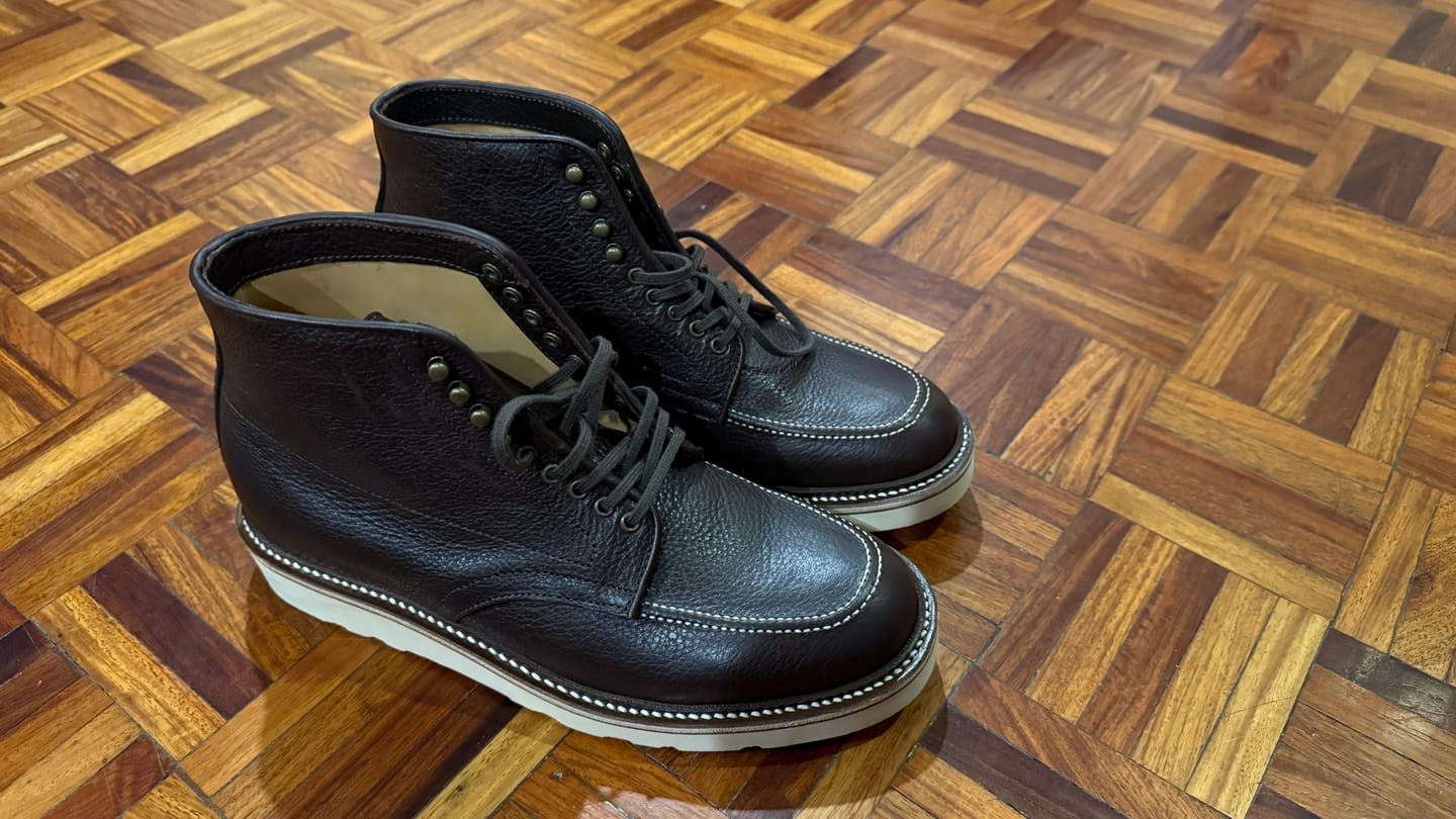 Customer photo review of Indiana MocToe Boot - luosjiet®boots - Dark Brown Lychee pattern Cowhide