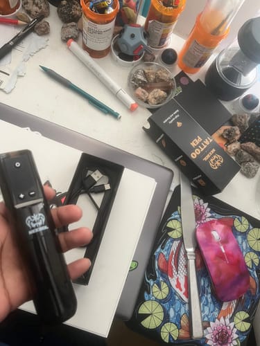 Customer photo review of Tattoo Kit - Neebol PX02 Wileless Tattoo Pen Starter Kit with Stencil Gel