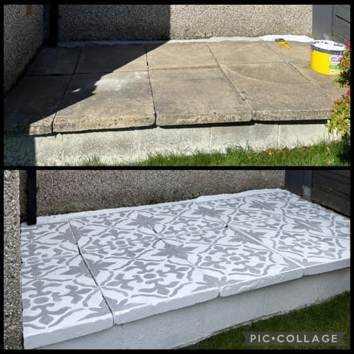 Customer photo review of Gibraltar Patio Stencil - Rectangle Slabs