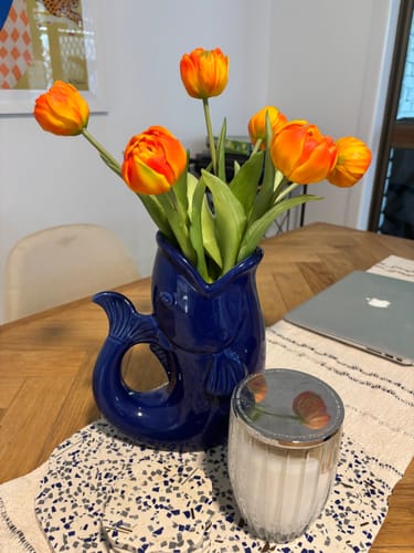 Customer photo review of Orange Real touch tulips (3 stems)