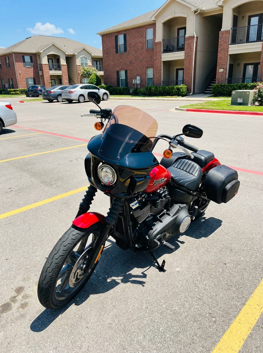 Customer photo review of Viking Darkin Motorcycle Fairing for Harley Softail Street Bob FXBB Gloss Black