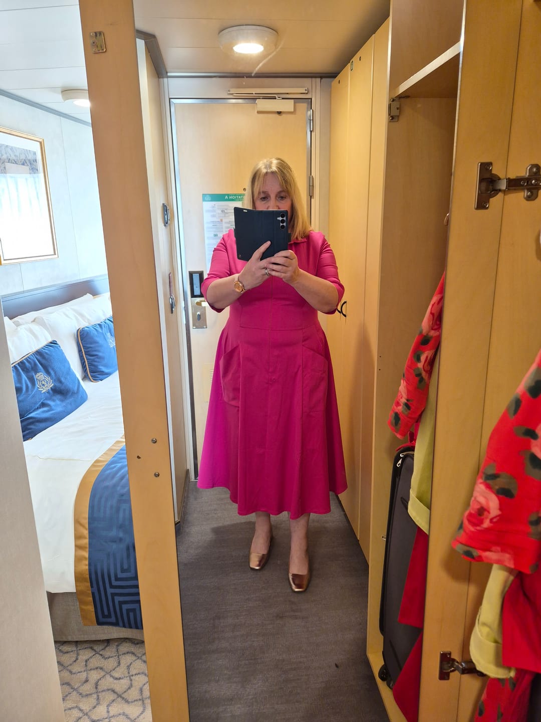 Customer photo review of The 'Zip Pocket' Dress in Red Tahitian Rose