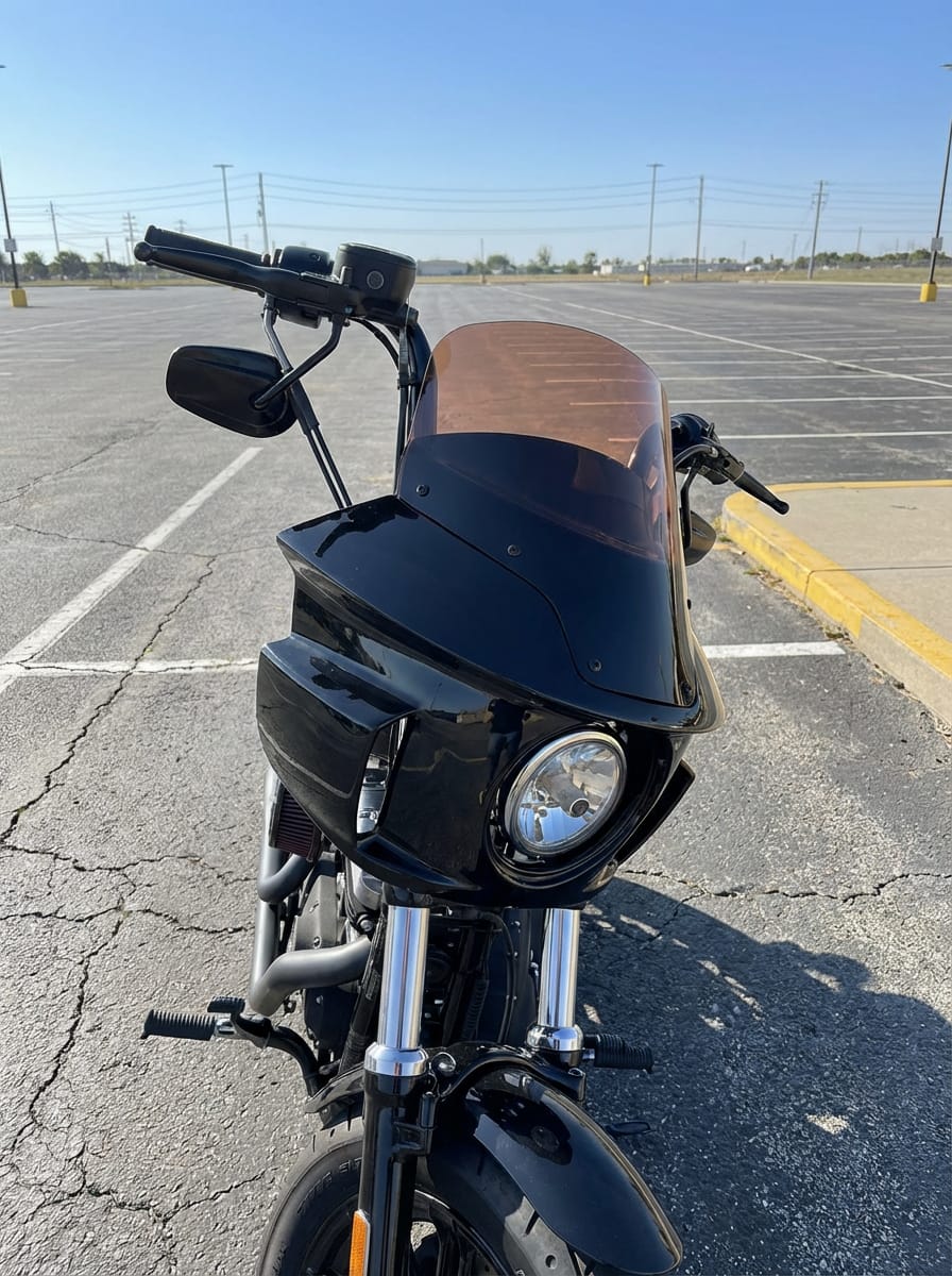 Customer photo review of Viking Darkin Motorcycle Fairing for Harley Sportster Forty Eight Gloss Black