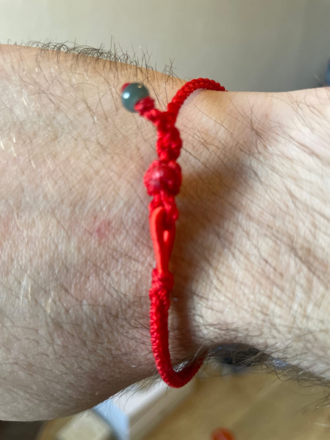 Customer photo review of Buddha Stones Red String Jade Connection Bracelet