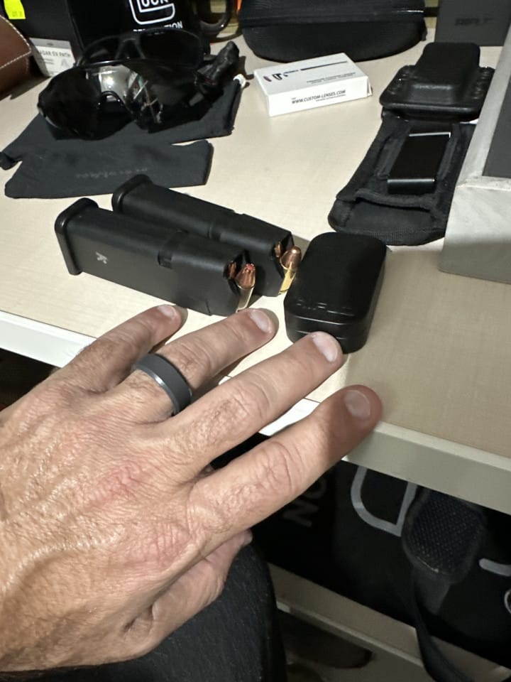 Customer photo review of Men's Tactical Silicone Rings, 9mm Wide 2.5mm Thick Rubber Wedding Bands for Him, Breathable Working Man's Performance Ring