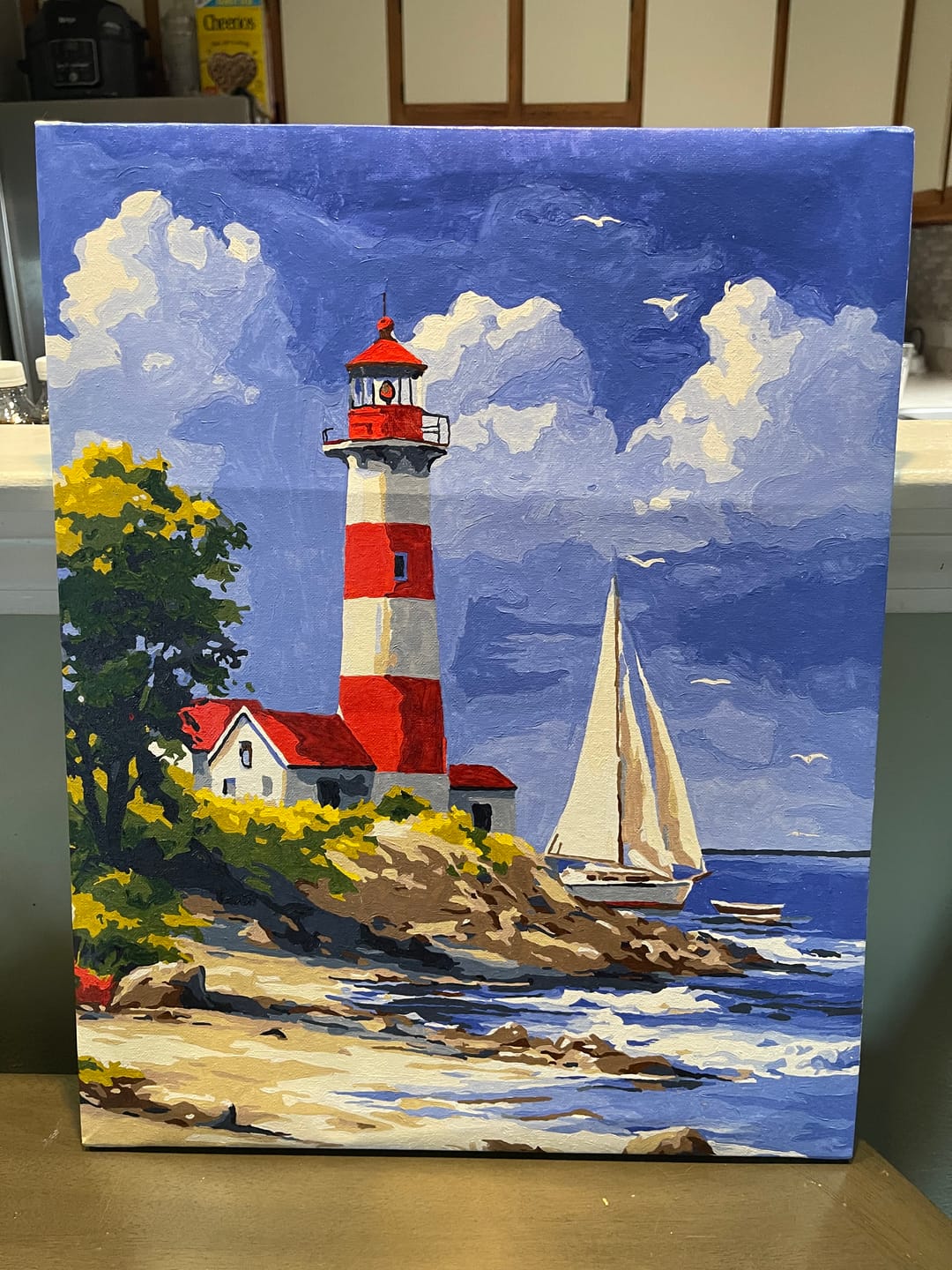 Customer photo review of Lighthouse & Sailboat | Paint by Number
