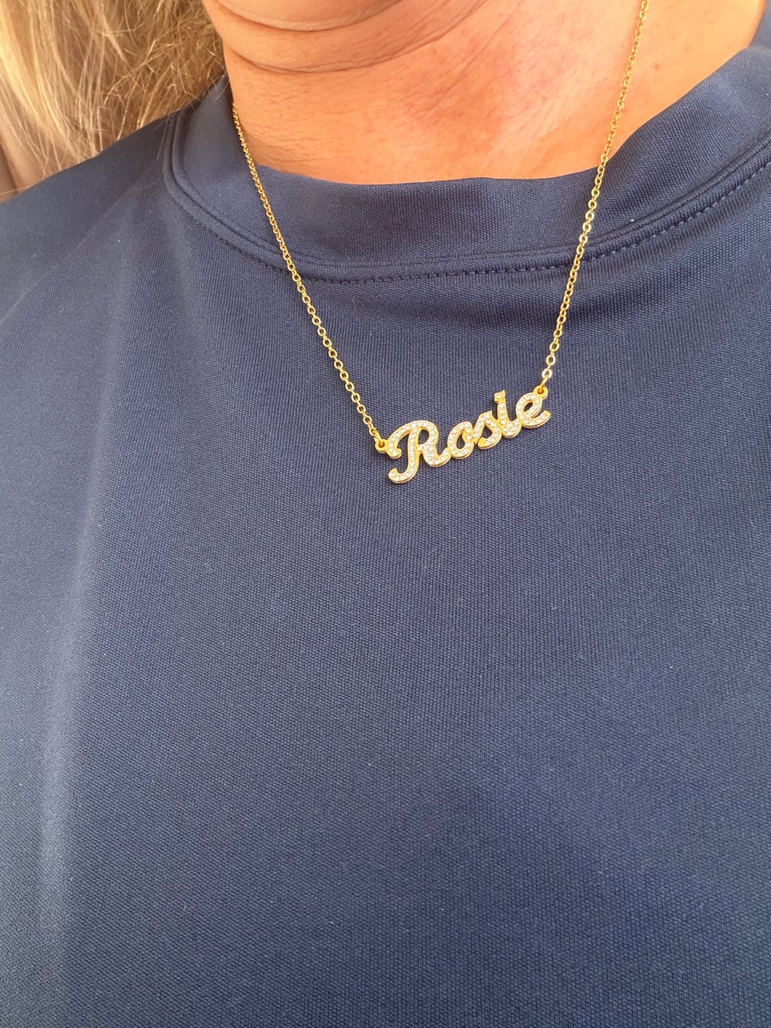 Customer photo review of Iced Name Necklace