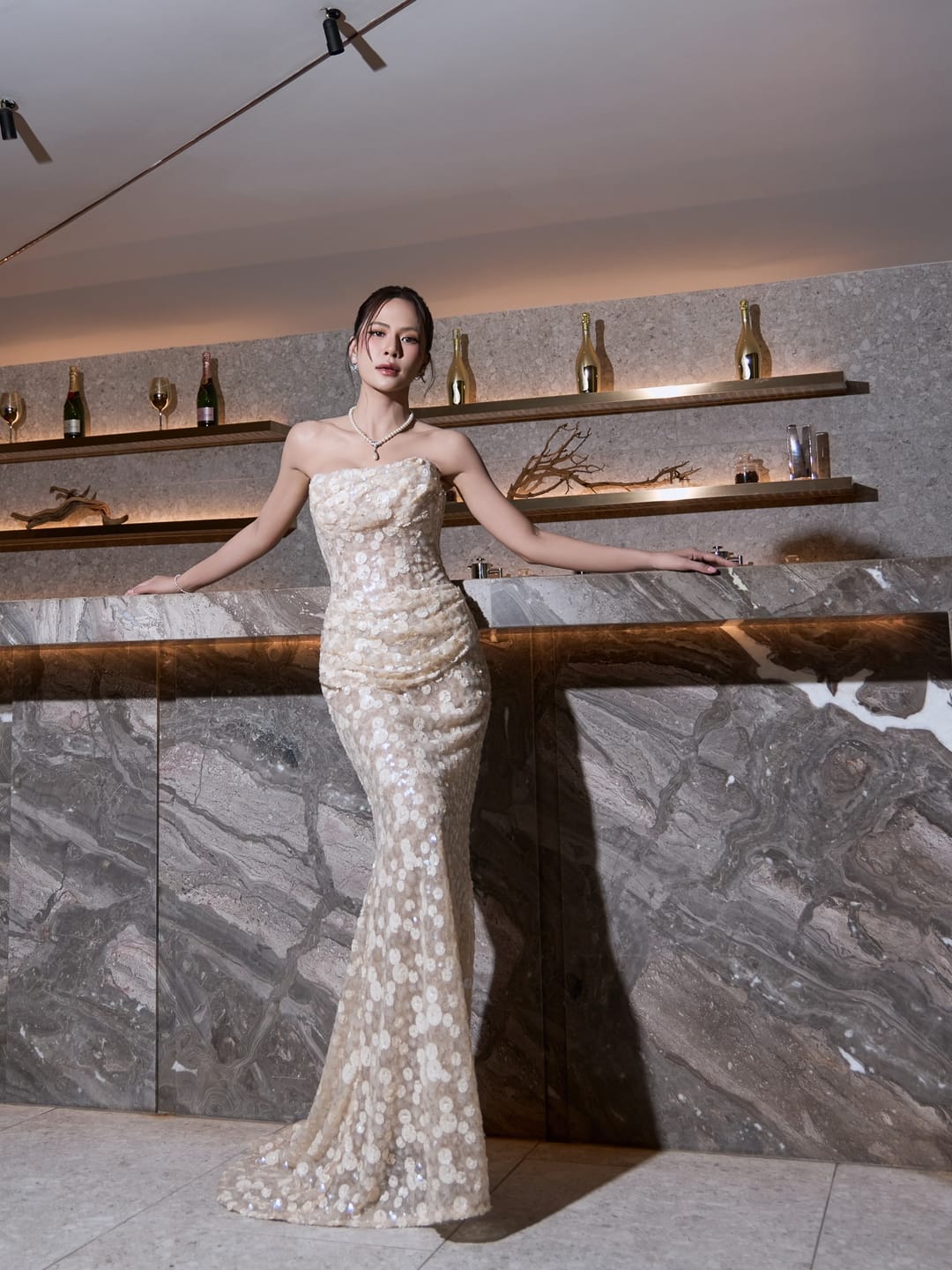 Customer photo review of SOLSTICE Floral Embellished Mermaid Gown