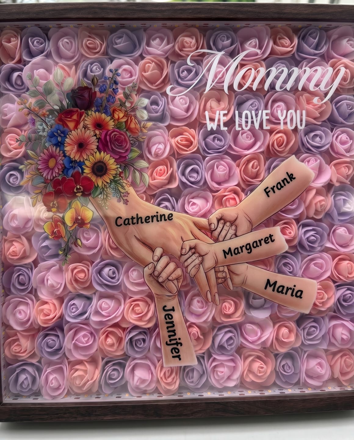 Customer photo review of Personalized Mom Holding Hands Shadow Box-Mother's Day Flower Frame