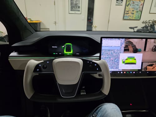 Customer photo review of Custom Dry Carbon Fiber Yoke Steering Wheel Replacement for Tesla Model S/X 2022-2026