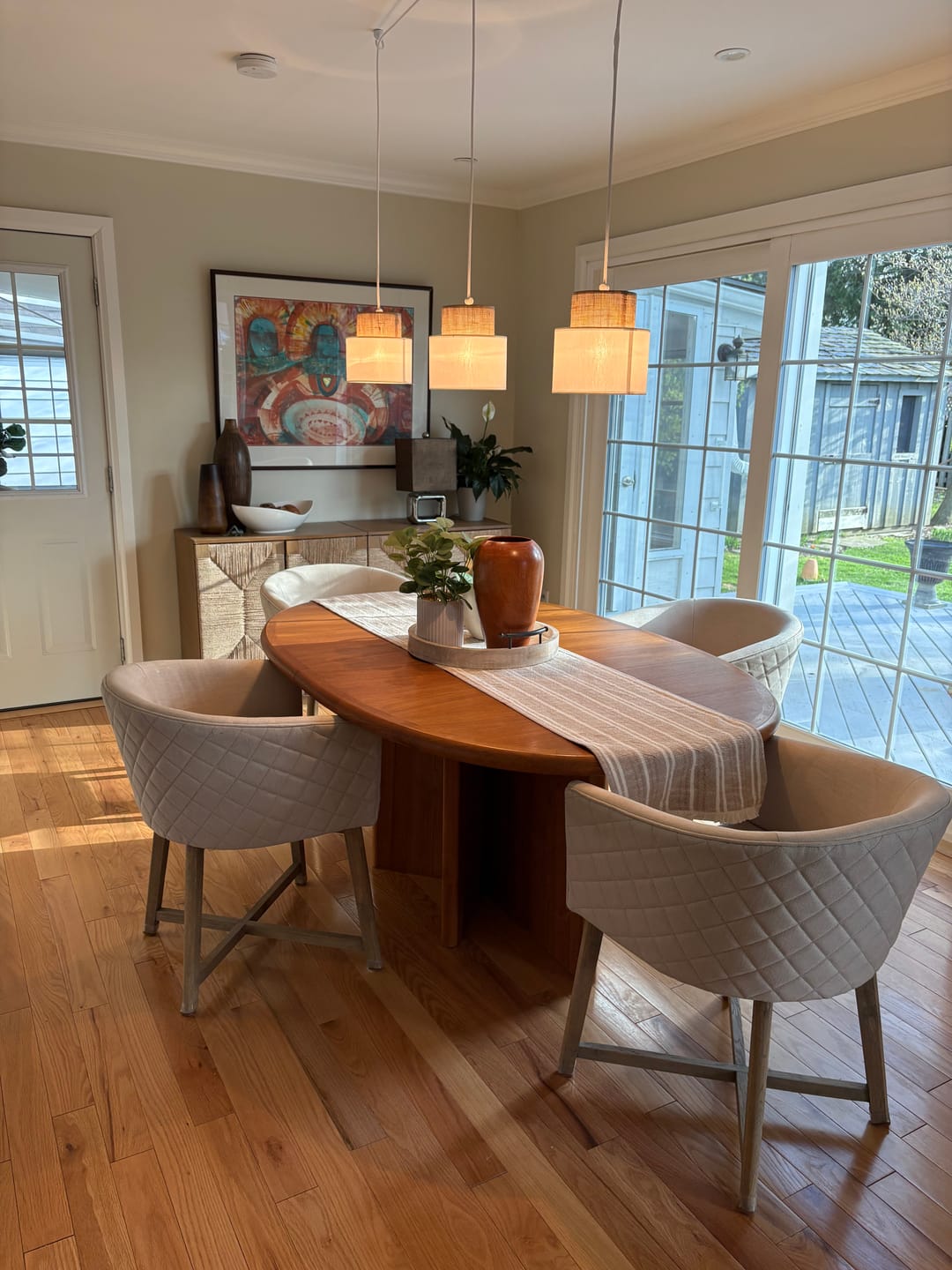 Customer photo review of DUO White Jute Natural Suspension Pendant Ceiling Light Fixture for Kitchen Island, Dining Room & Living Room (3-Light)