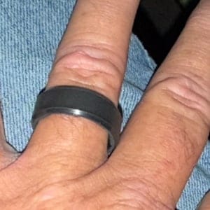 Customer photo review of Men's Tactical Silicone Rings, 9mm Wide 2.5mm Thick Rubber Wedding Bands for Him, Breathable Working Man's Performance Ring