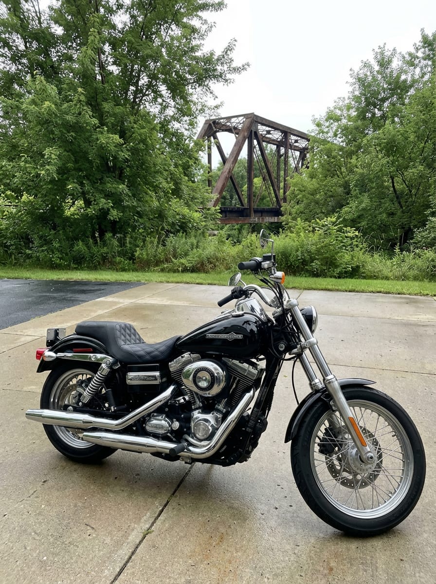 Customer photo review of Iron Born Diamond Stitch 2-Up Seat for Harley Dyna Super Glide Custom FXDC/I Black