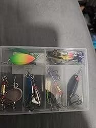 Customer photo review of TRUSCEND 12Pcs Rooster Tail Spinnerbaits Fishing Lures, Bass Fishing Jigs with Two-Way Spinning Spoons System, Freshwater Saltwater Crappie Jigs, Blade Baits for Bass Trout Walleye 3in/0.23oz [WM]