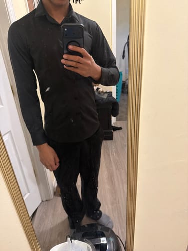 Customer photo review of Men's Silk Satin Long Sleeve Shirt 2 Color