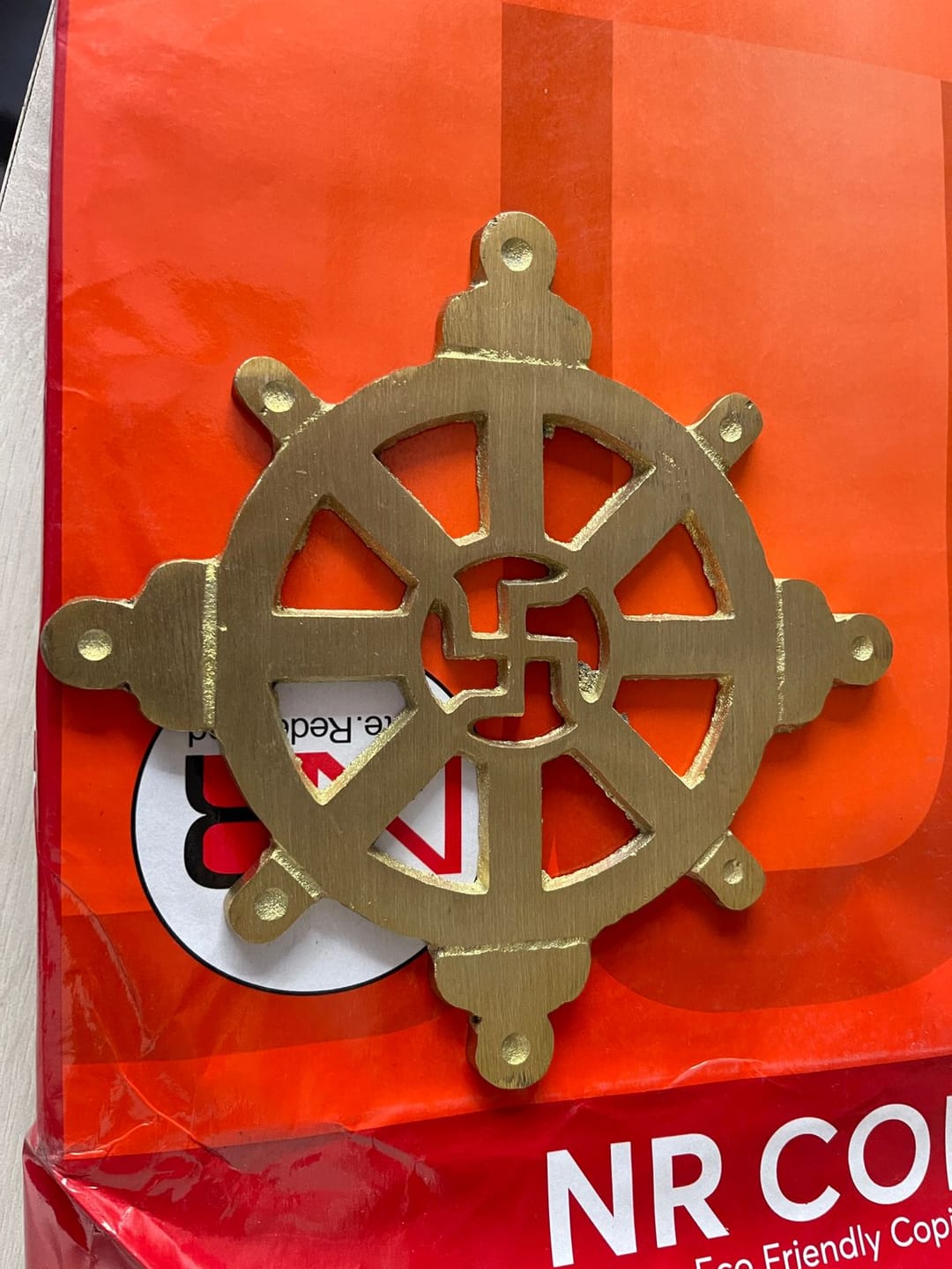 Customer photo review of Brass Chakra Satiya Helix – Vastu Remedy for West Direction Correction | Energy Balance Support | 4.5 Inch