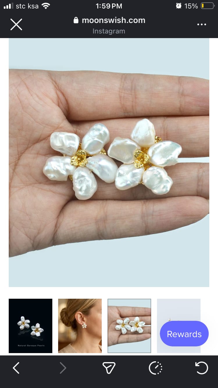 Customer photo review of FLOWER - White Keshi Pearl Stud Earrings