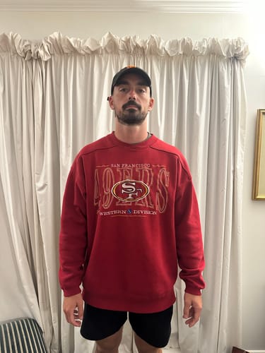Customer photo review of Vintage 90s Starter San Francisco 49ers Sweatshirt (XL)