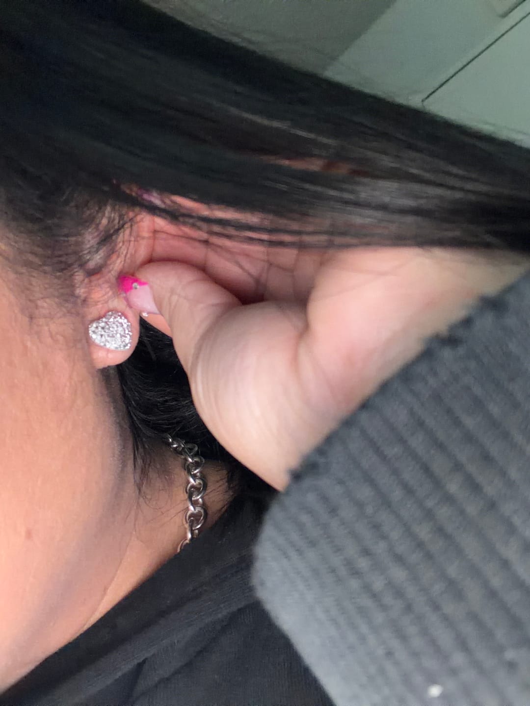Customer photo review of Large Faux Druzy Studs