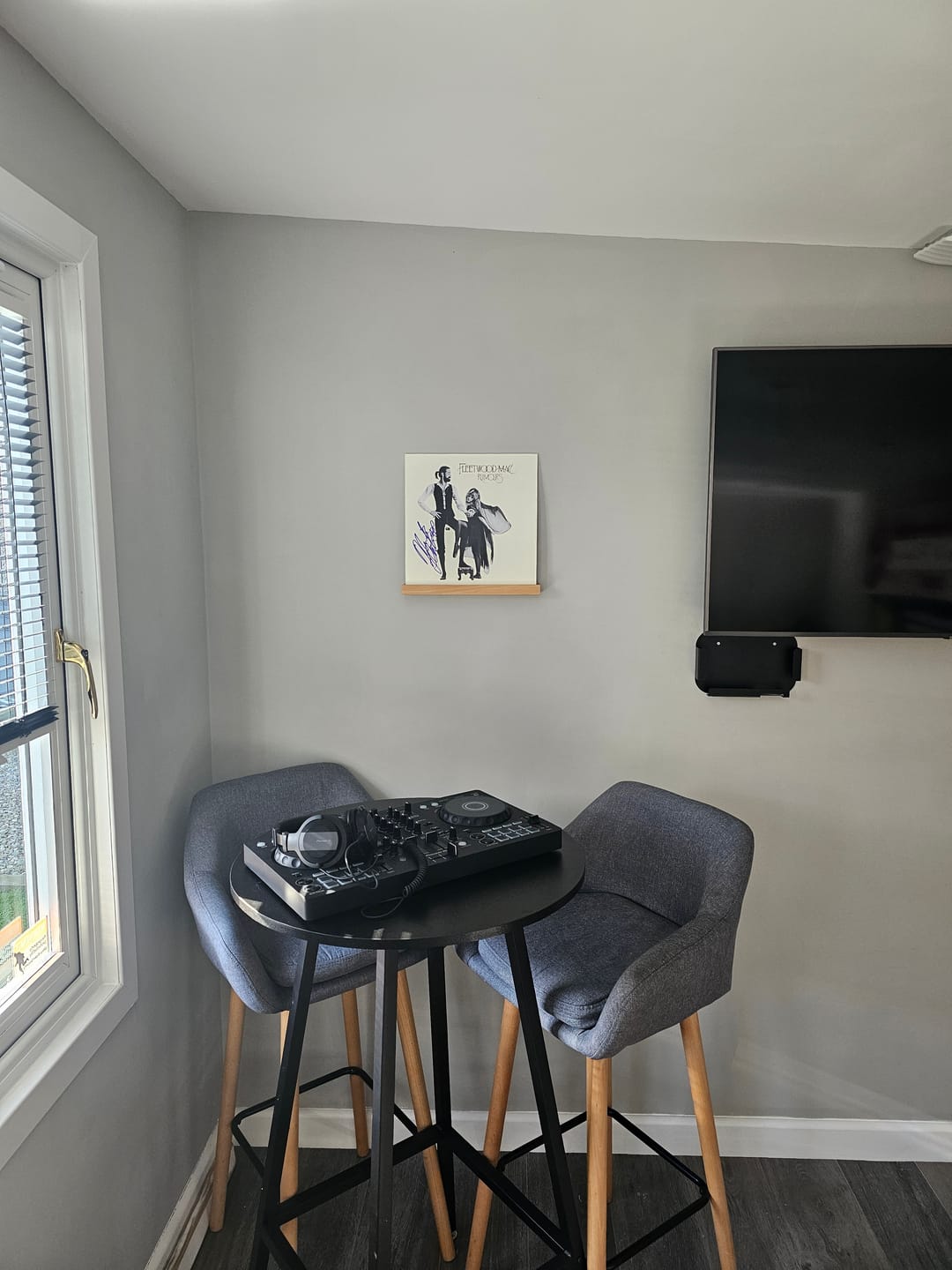 Customer photo review of Groove Solid Walnut Wall-Mounted Vinyl Record Display Shelf