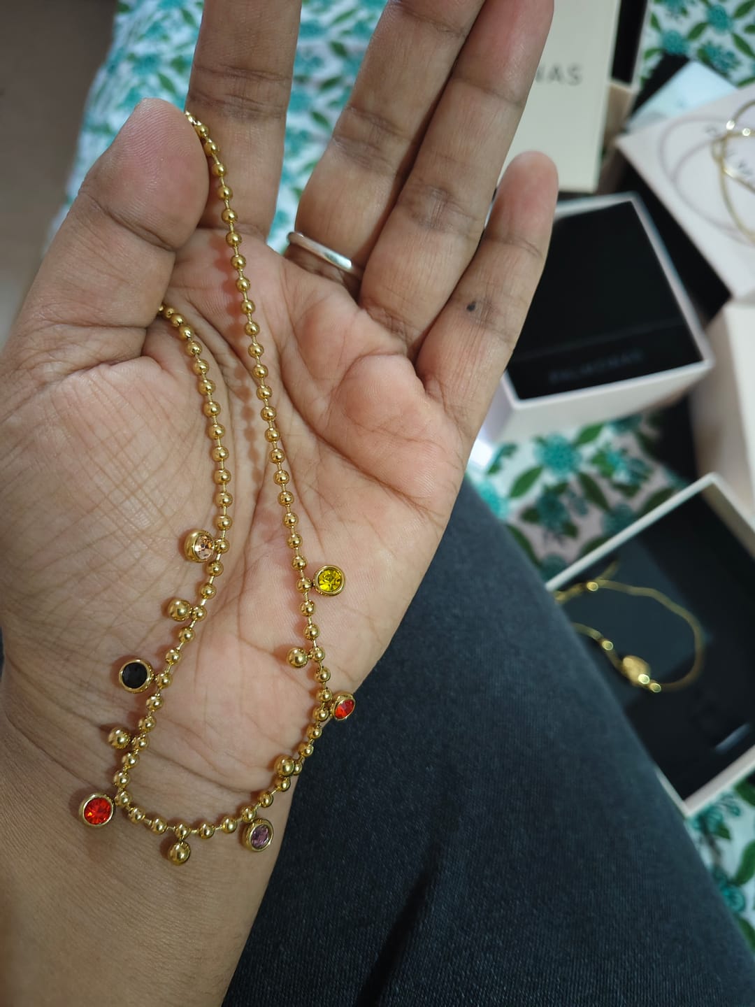 Customer photo review of Jewel Cascade Beaded Necklace