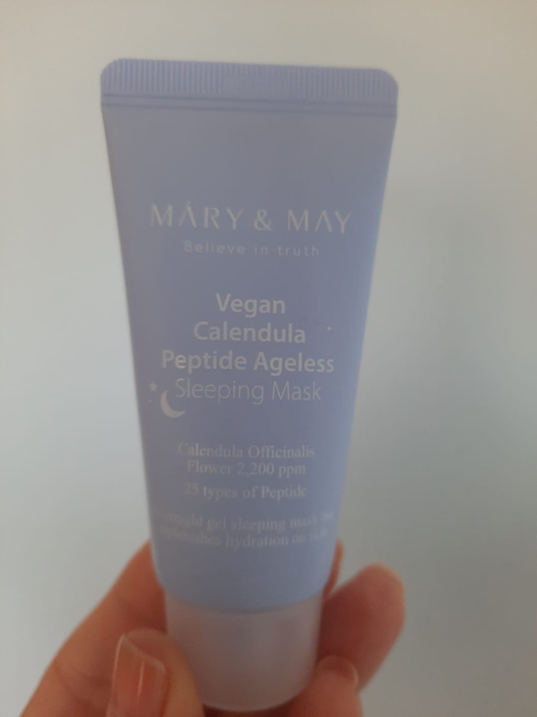 Customer photo review of Pretvecuma miega maska Mary&May Calendula Peptide Ageless Sleeping Mask