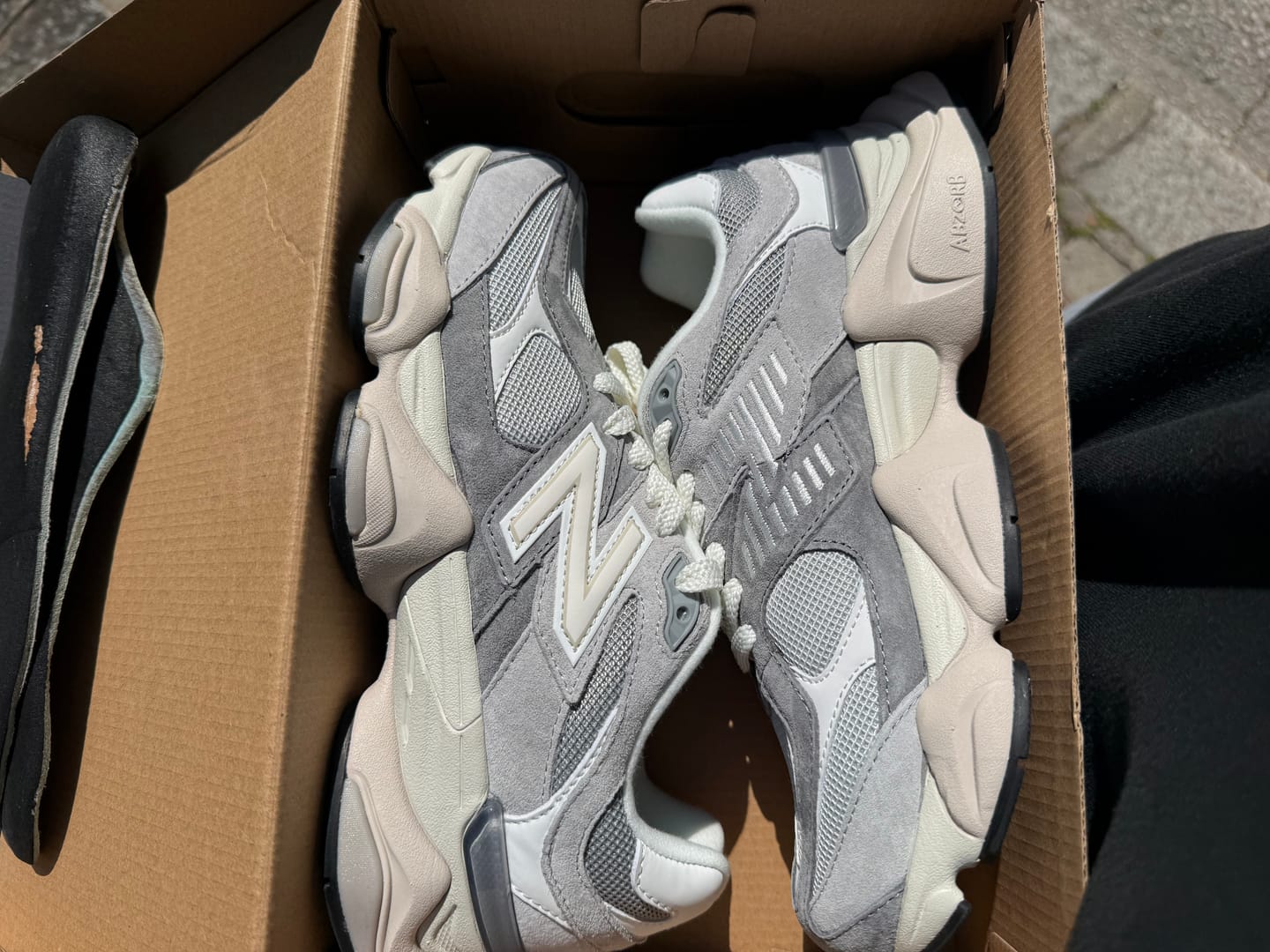 Customer photo review of New Balance 9060 'Slate Grey Raincloud'