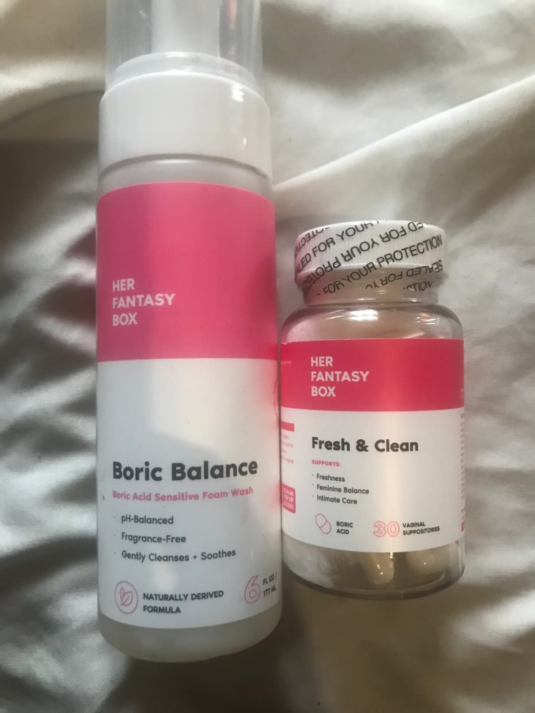 Customer photo review of The Fresh & Clean Kit - Boric Acid Vaginal Wash & Suppository Duo