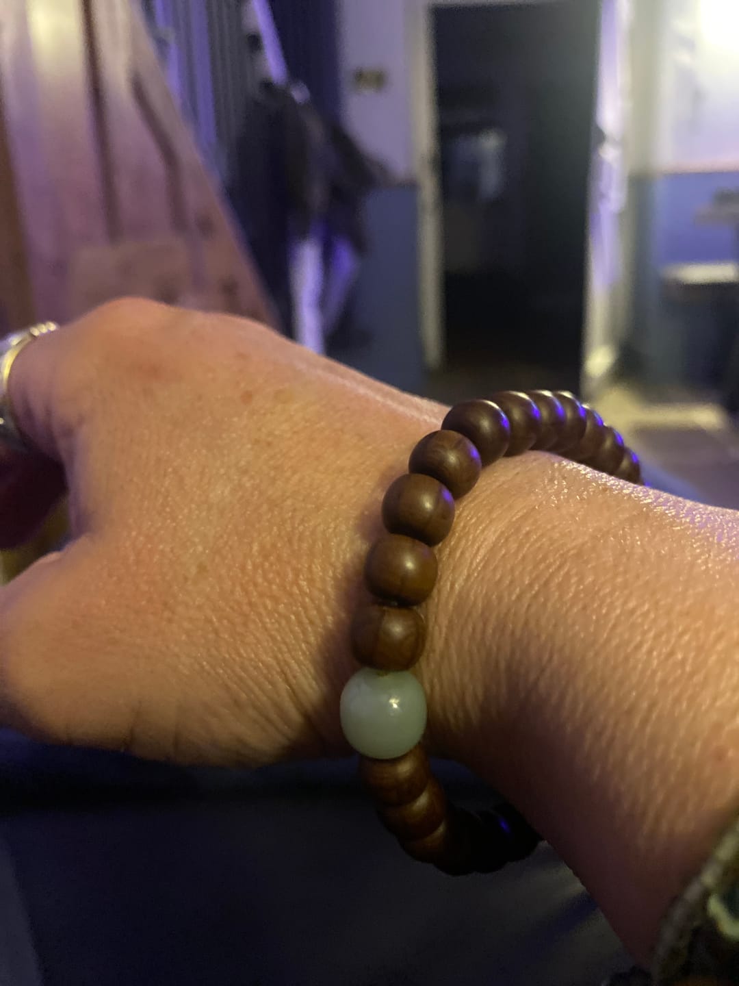 Customer photo review of Buddha Stones Natural Abelia Biflora Wood Hetian Jade Bamboo Bead Warding Off Evil Spirits Bracelet